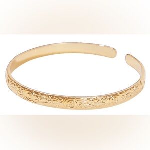 NWT OUR SPARE CHANGE, Gold Floral Cuff, 18K gold plate over brass